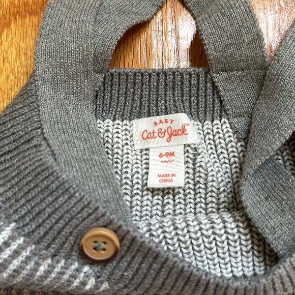 Cat & Jack Knit Bloomers with Suspenders - Grey White Stripes Cute 6 - 9 Months - Picture 3 of 5